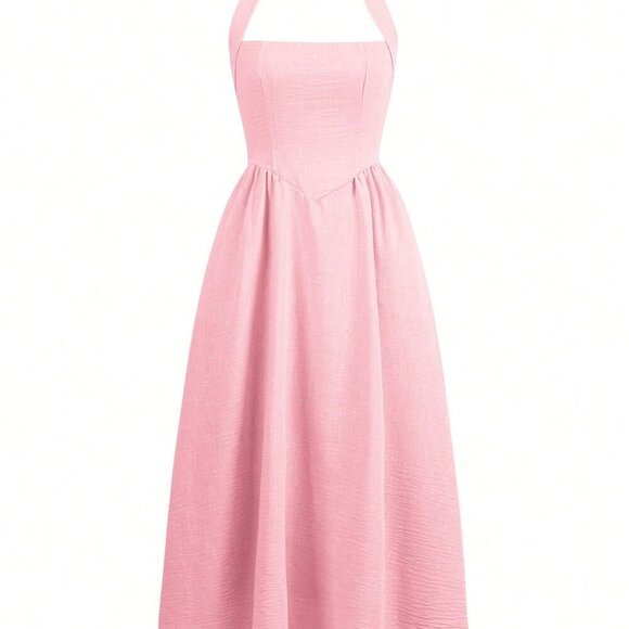 Pink Casual Women's Vacation Elegant Long Dress - Picture 4 of 10